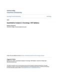 Quantitative Analysis in Sociology: OER Syllabus by Matthew McKeever